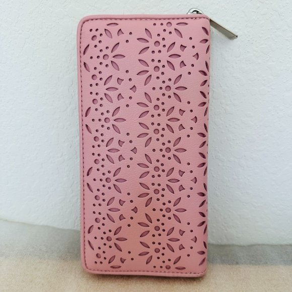 π― Authenticπ·Coach π· Special Design Taylor Eyelet Leather Accordion ZIP Wallet - Picture 6 of 13